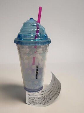 Starbucks Japan Limited Edition Blue Polka Dot Cold Cup - Whipped Cream Lid